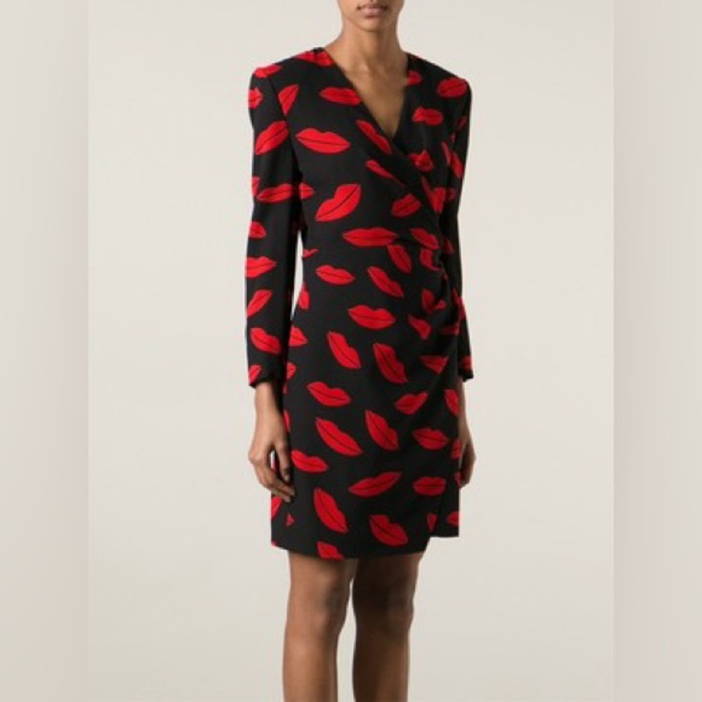 Saint Laurent Black and Red Lip Pattern Dress - Picture 8 of 14